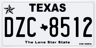 TX license plate DZC8512