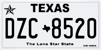 TX license plate DZC8520