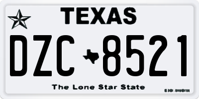 TX license plate DZC8521