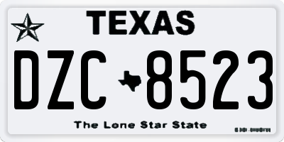 TX license plate DZC8523