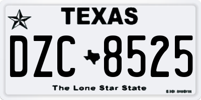 TX license plate DZC8525
