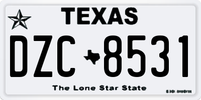 TX license plate DZC8531