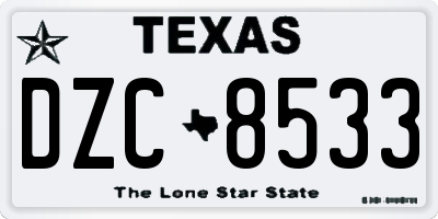 TX license plate DZC8533