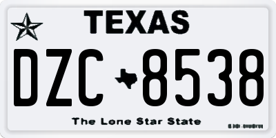 TX license plate DZC8538
