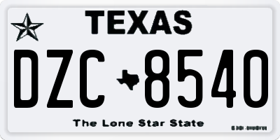 TX license plate DZC8540