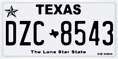 TX license plate DZC8543