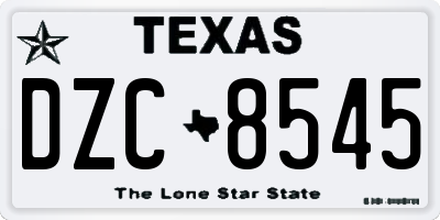 TX license plate DZC8545
