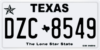 TX license plate DZC8549