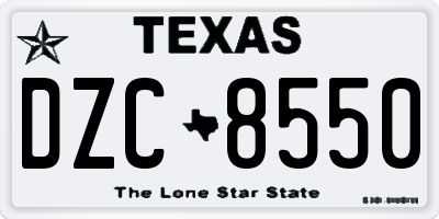 TX license plate DZC8550