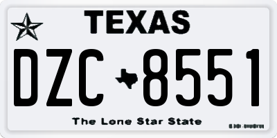 TX license plate DZC8551