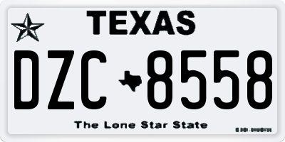 TX license plate DZC8558