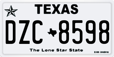 TX license plate DZC8598