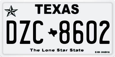 TX license plate DZC8602