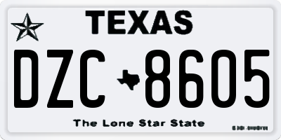 TX license plate DZC8605