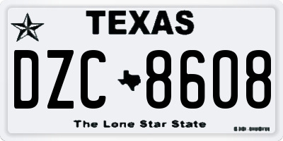 TX license plate DZC8608