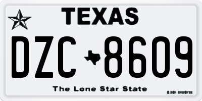 TX license plate DZC8609