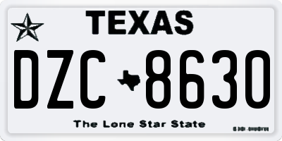 TX license plate DZC8630
