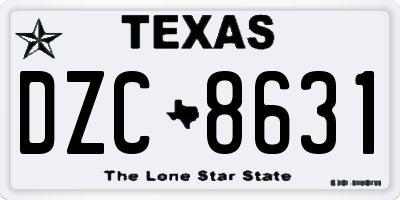 TX license plate DZC8631