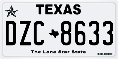TX license plate DZC8633