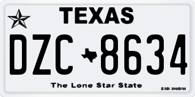 TX license plate DZC8634