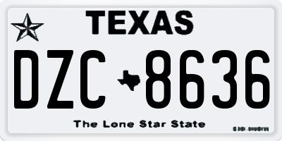 TX license plate DZC8636
