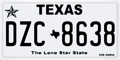 TX license plate DZC8638