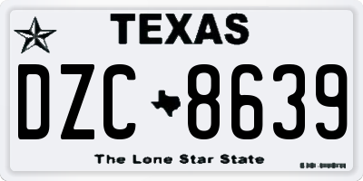 TX license plate DZC8639
