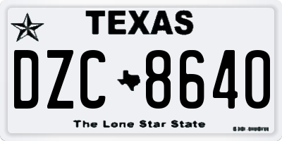 TX license plate DZC8640