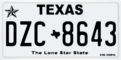 TX license plate DZC8643