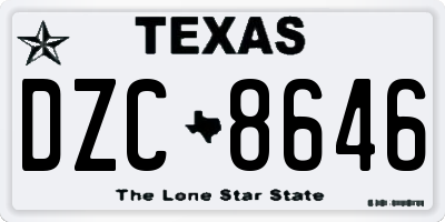 TX license plate DZC8646