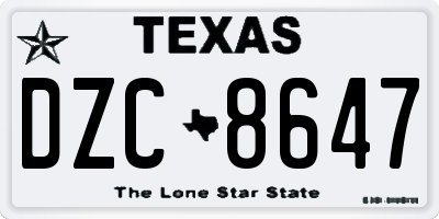TX license plate DZC8647
