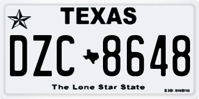 TX license plate DZC8648