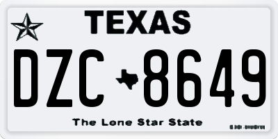 TX license plate DZC8649