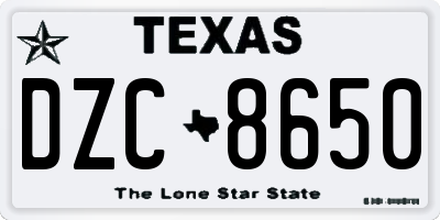 TX license plate DZC8650