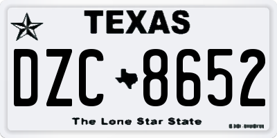 TX license plate DZC8652