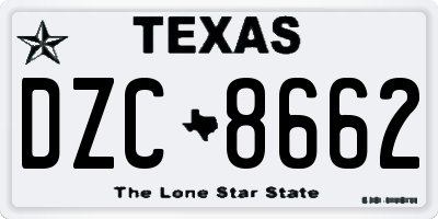 TX license plate DZC8662