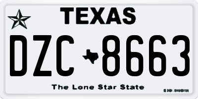 TX license plate DZC8663