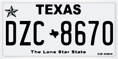 TX license plate DZC8670