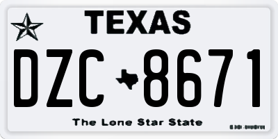 TX license plate DZC8671