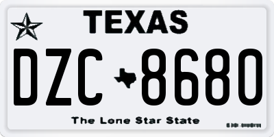 TX license plate DZC8680