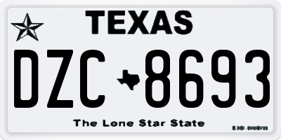 TX license plate DZC8693