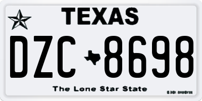 TX license plate DZC8698