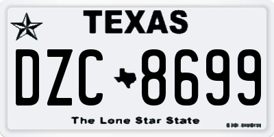 TX license plate DZC8699