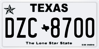 TX license plate DZC8700
