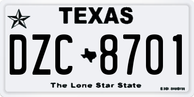TX license plate DZC8701