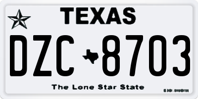 TX license plate DZC8703