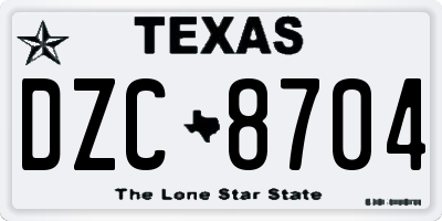 TX license plate DZC8704