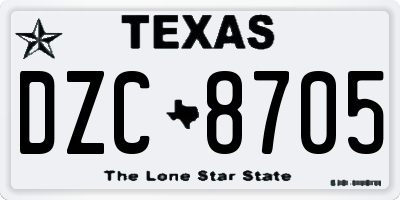 TX license plate DZC8705