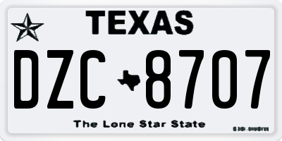 TX license plate DZC8707