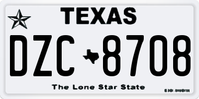 TX license plate DZC8708